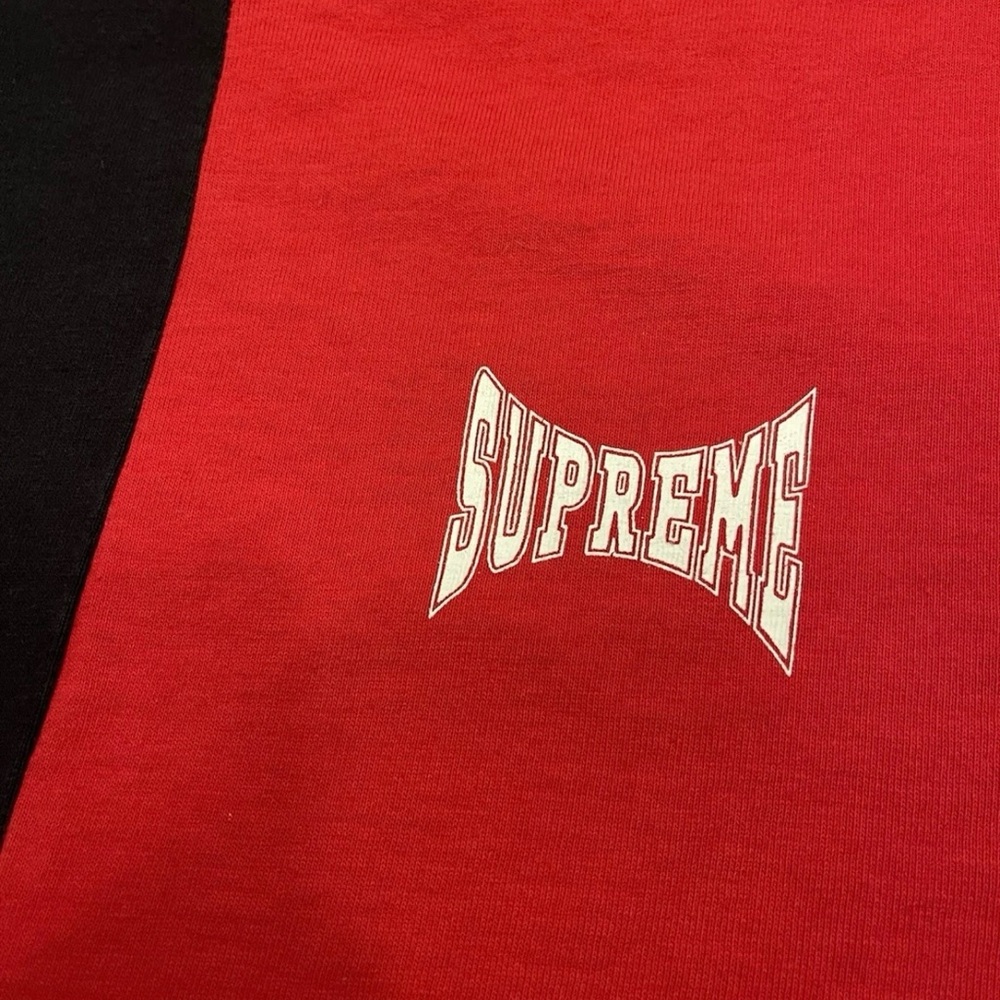 Supreme Split Short Sleeve Top Tee Medium Red Black Men’s 100% Cotton - Picture 4 of 9